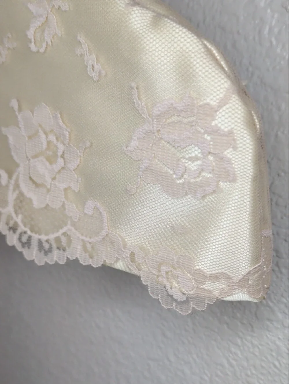 Vintage 60s I Magnin Ivory Lace Satin Hanger Wedding Dress Formal